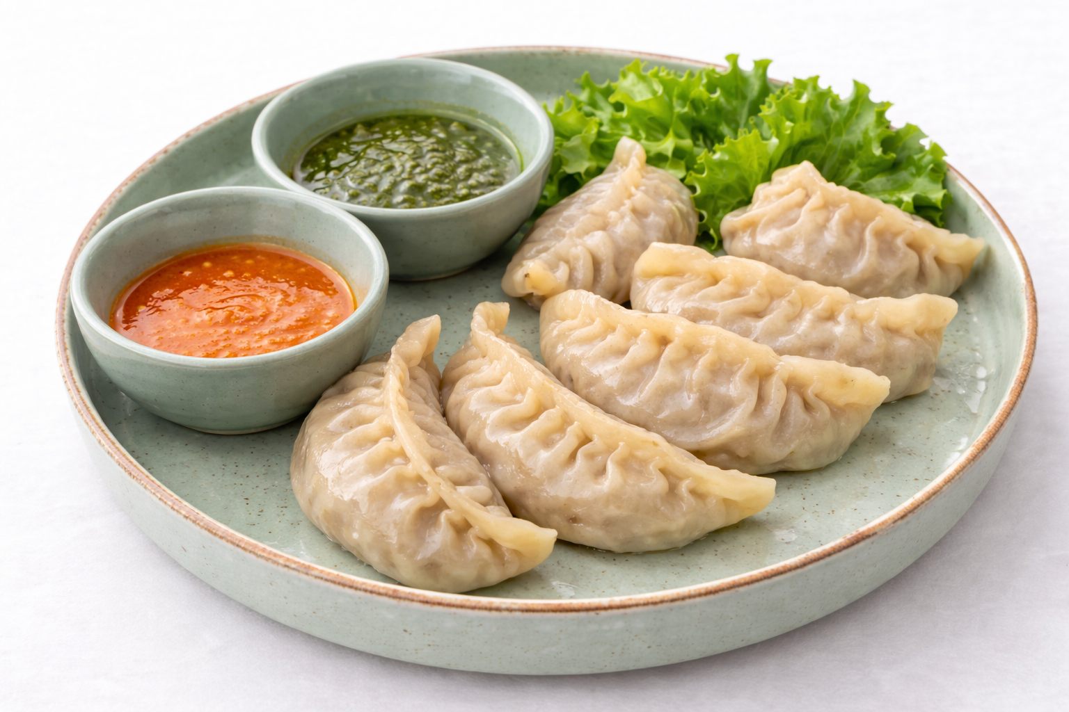 Hotboxx chicken momos with red and green chutney, Silchar